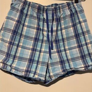 L.L. Bean Plaid Shorts in Blue and White